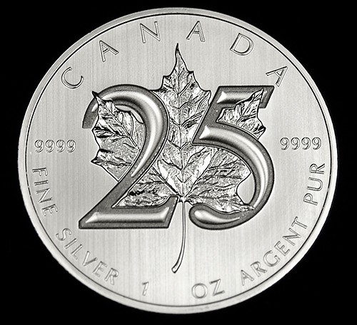 Silver Canadian Maple Leaf 25th Anniversary