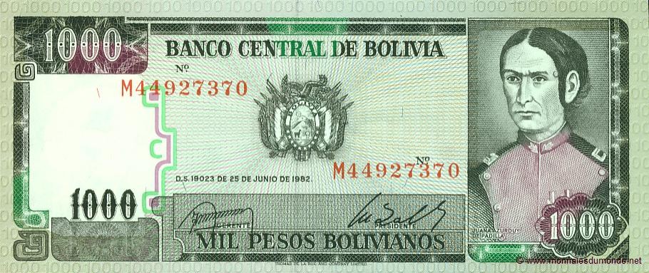 Bolivia 1000 Pesos Bolivianos P-168