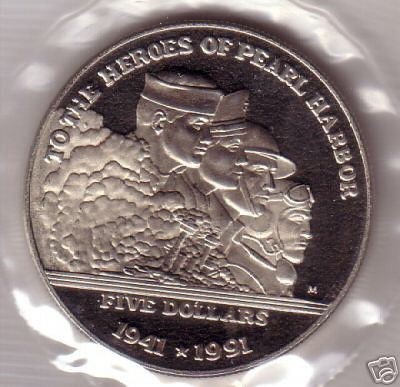 Marshall Islands Pearl Harbor $5 Commemorative coin